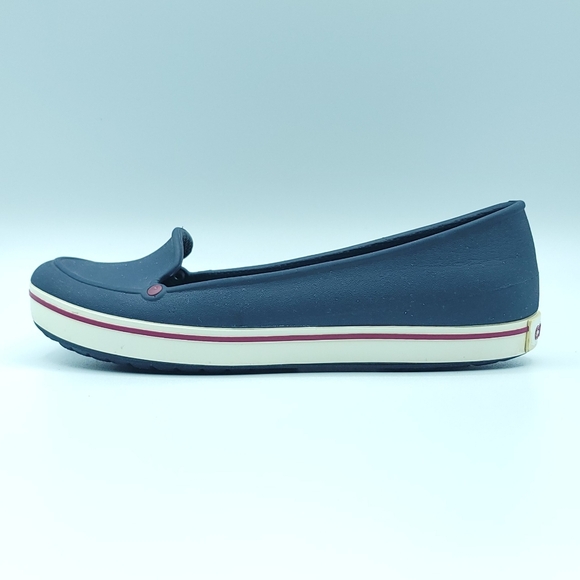 CROCS Casual Flats Slip On Ladies Size 6, Navy Blue Red White. - Picture 8 of 14